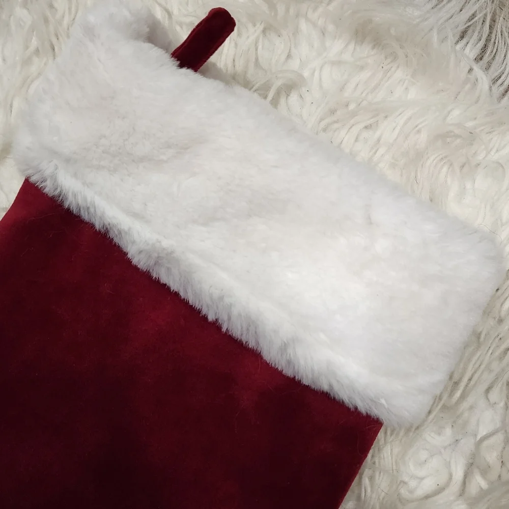 Christmas Stocking with White Embroidered "M" - Picture 3 of 8